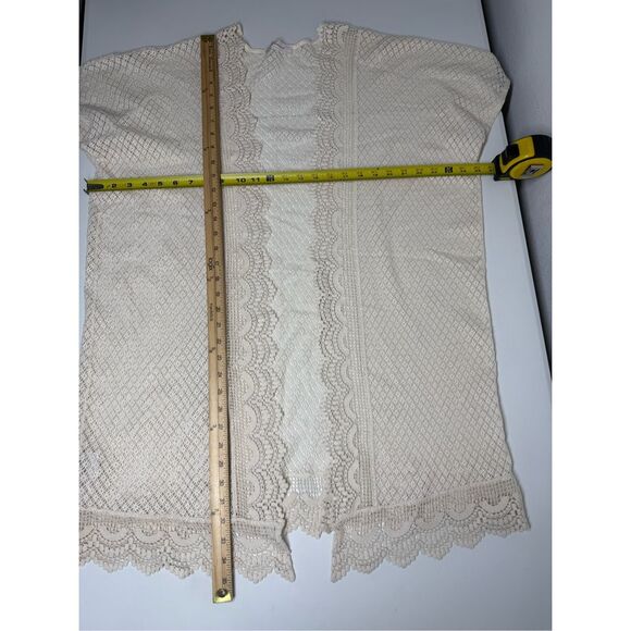 Promod Women’s Bohemian Crochet Lace Trim Cover Up Cardigan Cream One Size - Picture 9 of 13